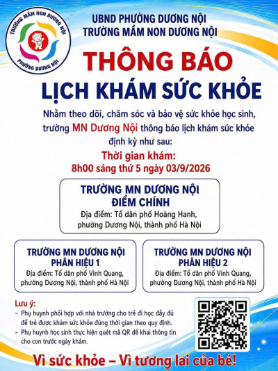THÔNG BÁO LỊCH KHÁM SỨC KHỎE HỌC SINH NĂM HỌC 2026–2027
